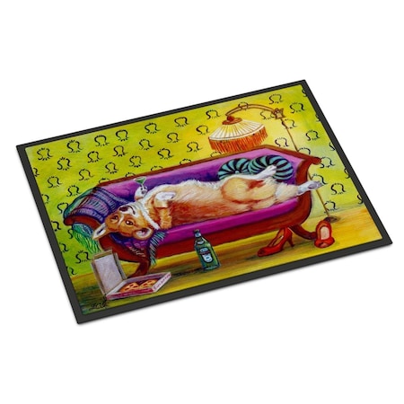 Carolines Treasures 24 x 36 in. Corgi Home Alone Indoor or Outdoor Mat 7406JMAT